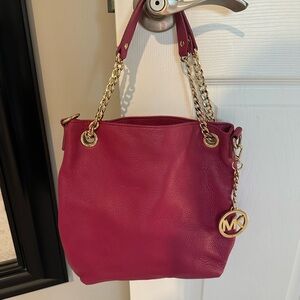 Michael Kors Fuchsia Shoulder Bag with Gold Accents